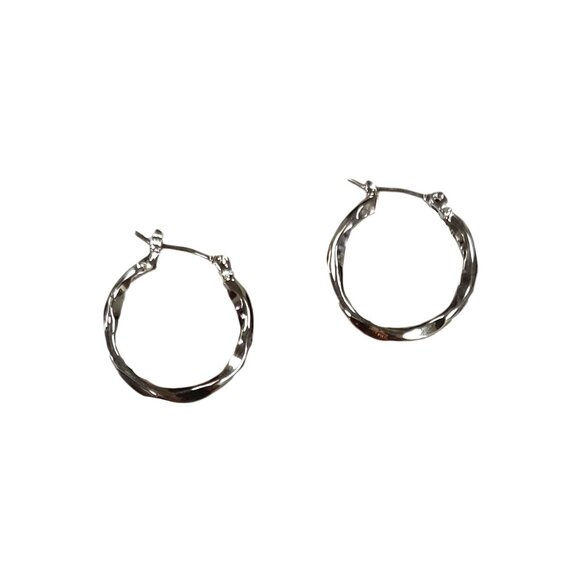 Tigerstars Silver Artistic Hoop Pin Catch Earrings - Picture 1 of 1